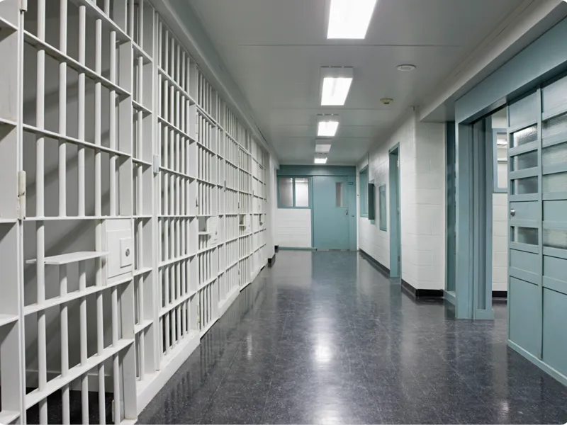 Row of prison cells.