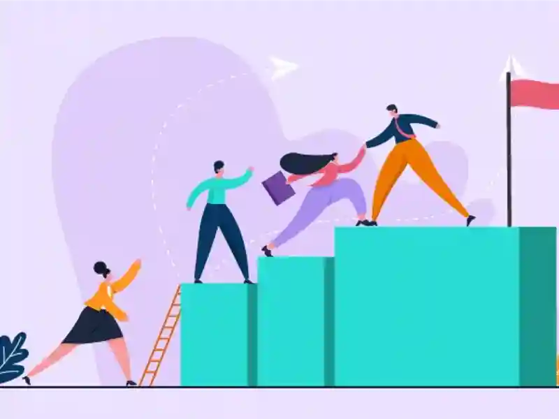 Illustration of people climbing stairs