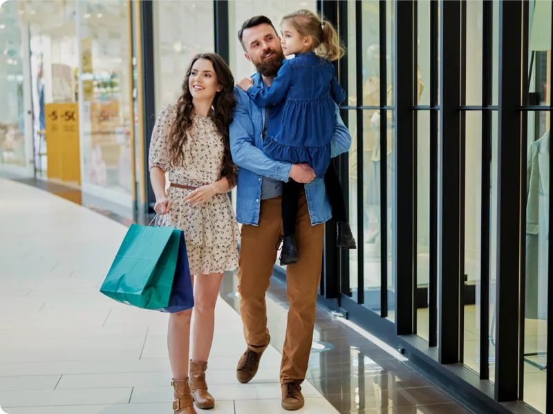 A young family shopping