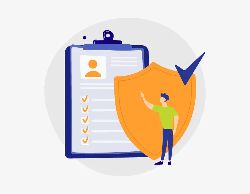 Illustration of a man pointing to a checklist.