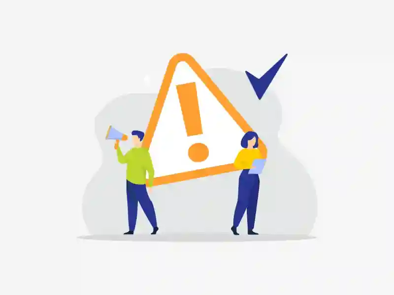 Illustration of two people with a large exclamation point in the background.